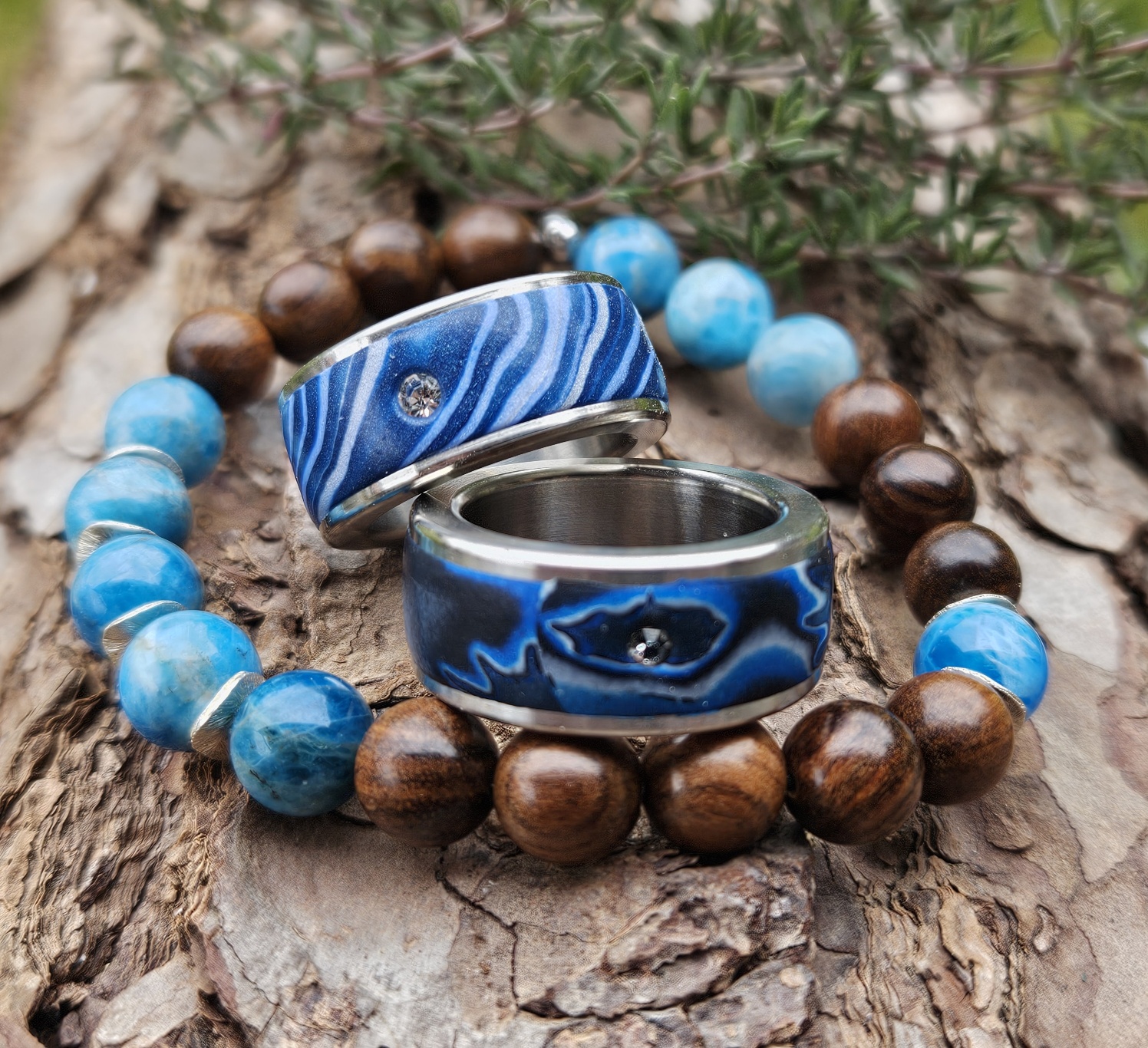 Edelstein armband ring blau – Chantal von Allmen, Rapperswil